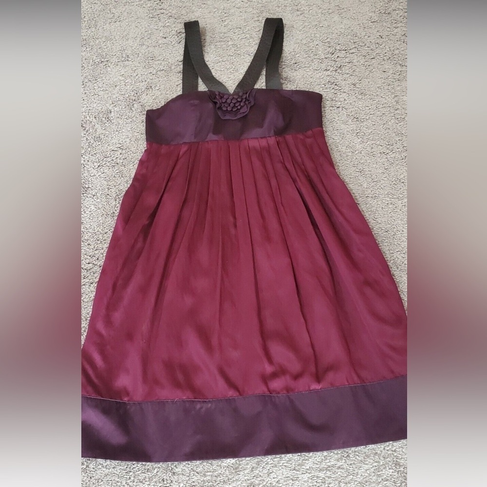 Club Monaco Red purple Pleated Halter midi dress silk size 10 - Picture 2 of 16